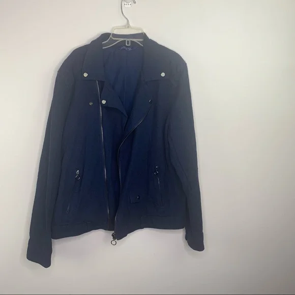 Zara Man Blue Linen Biker Bomber Jacket Size Medium - Picture 7 of 10